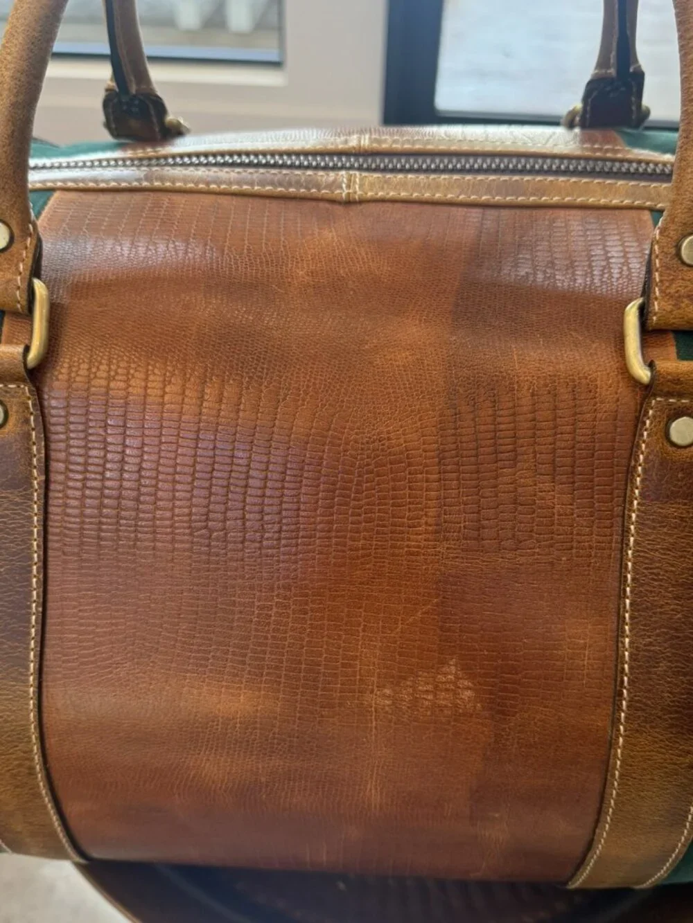 Peter Millar CCNC Leather Canvas Weekender Duffel Bag Friwadsworth NYC Green Bro